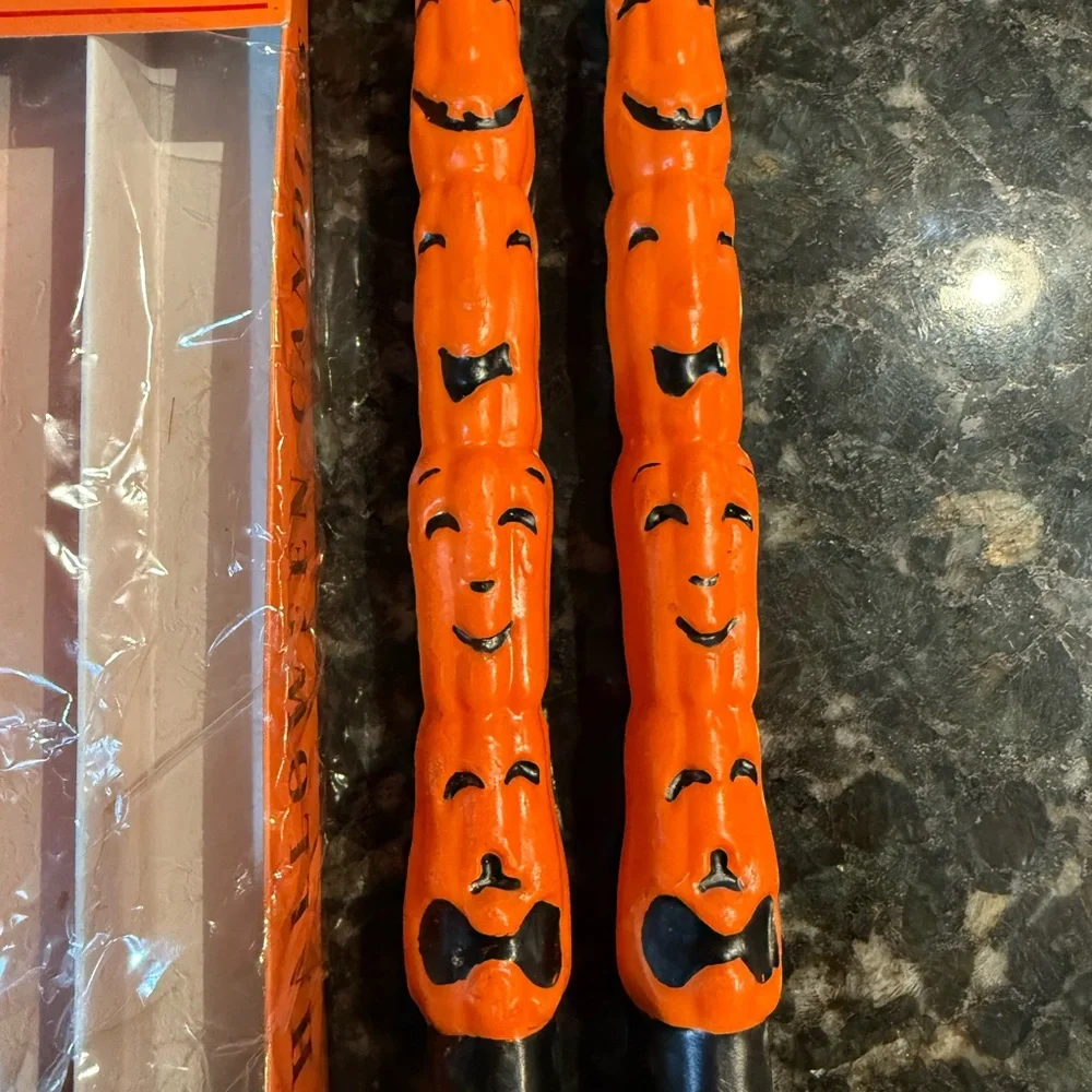Halloween Pumpkin Candles Vintage 10” Tapers Set Of 2 Regent Products‎ Corp R